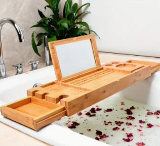 Handy Wooden Bathroom Tray Computer Stand Storage Box